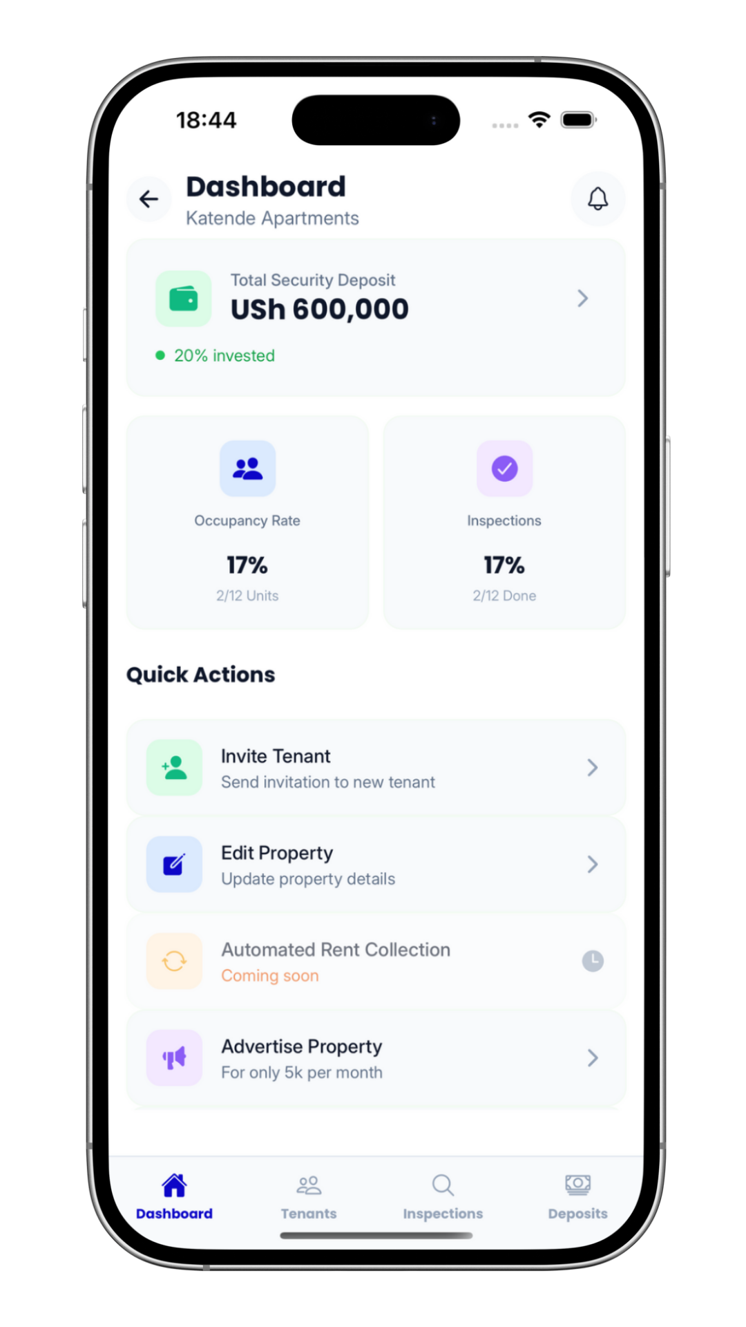 Property dashboard for landlords